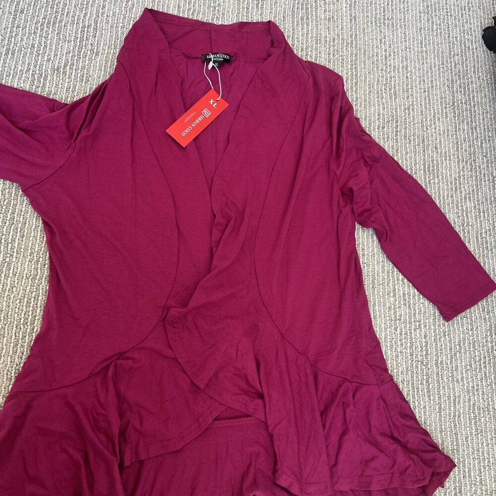 NWT Urban CoCo Women's Open Front Cardigan Long Sleeve Irregular Hem Pink XL - Picture 13 of 14